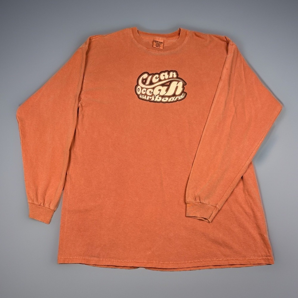 COMFORT COLORS Men's Long-Sleeve Shirt, Clean Ocean Surfboards, Orange, XL